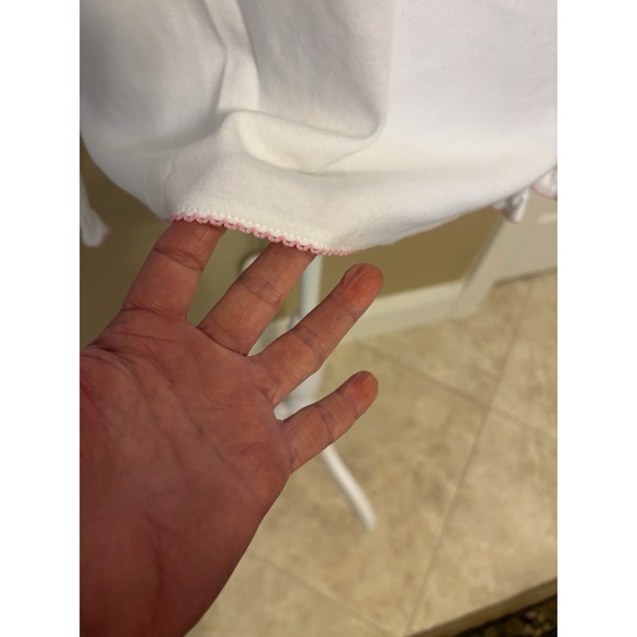 Laura Ashley Long Sleeve V Neck Top, Pink And Blue Embroidery, Medium - Picture 6 of 9